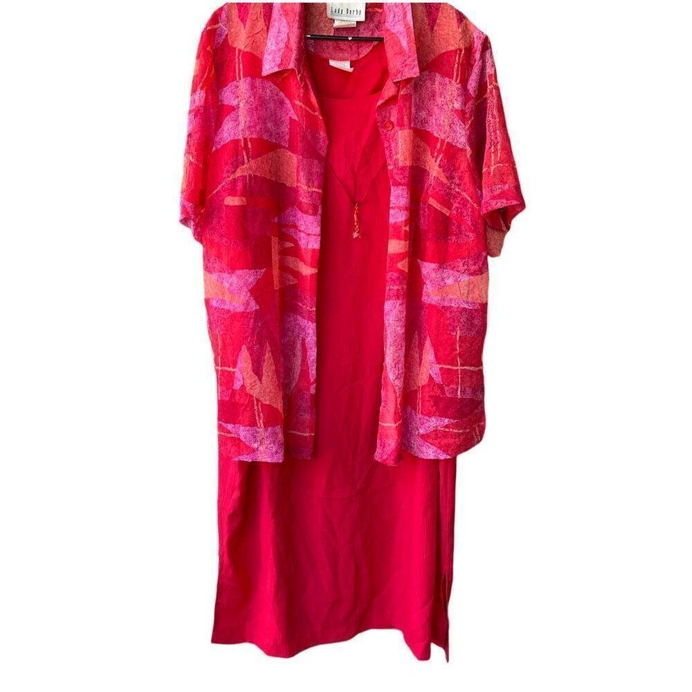 Vintage Lady Dorby size 18W. Tank top sheath dress. Button front top.